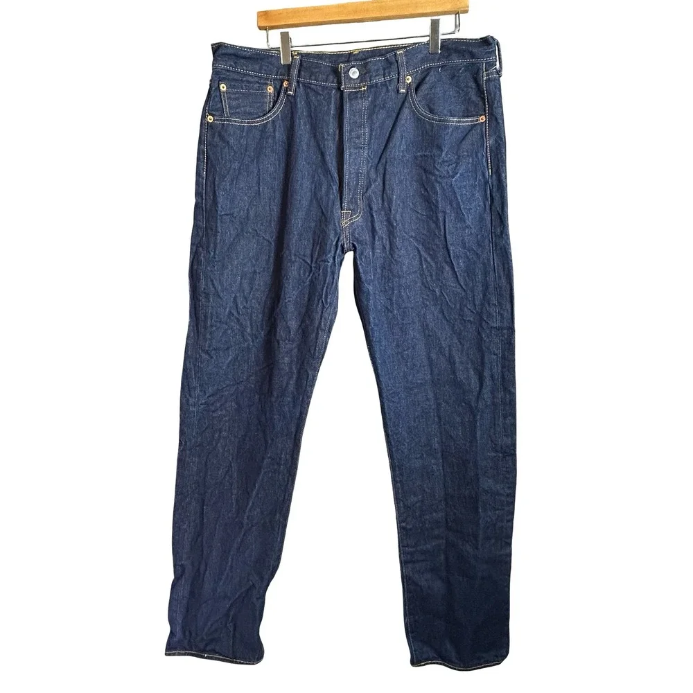 Levi's 501 Original Fit Jean Men 40x38 Button Fly Straight Leg Dark Wash Indigo